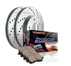 Power Stop K690 Front Ceramic Brake Pad and Cross Drilled/Slotted Combo Rotor One-Click Brake Kit