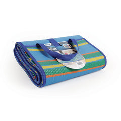 Camco 42814 Blue/Green 72" x 108" Striped Handy Mat with Strap